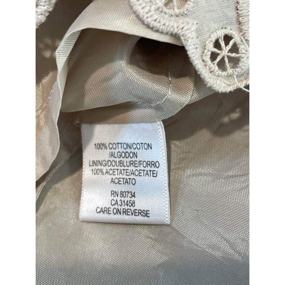 BCBGMaxAzria Sz 6 Beige Skirt Linen‑Like Fabric 100% Cotton Embroidered Detail - Picture 5 of 7